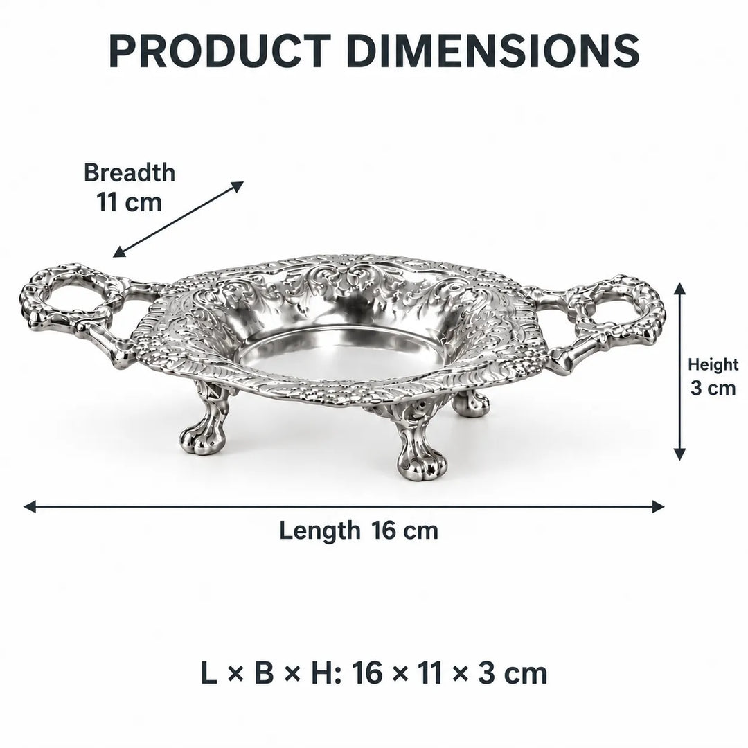 Alankaar Brass Trinket Tray | Flourish Multi-Use Tray Limited Edition | Silver Finish 