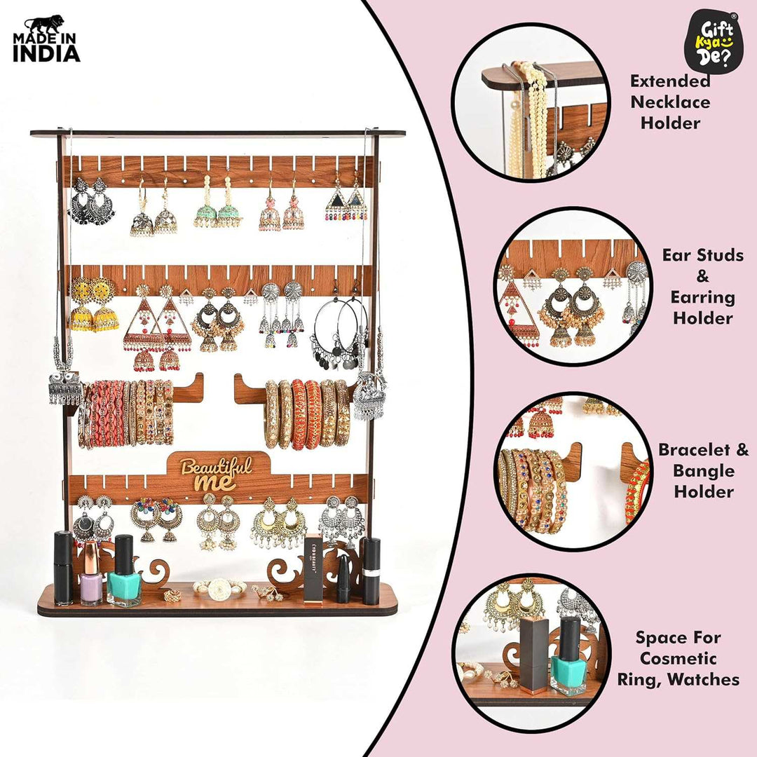 Gift Kya De Elegant Jewelry Stand Organizer for Women | Jewelry Holder for Necklaces, Bracelets, Earrings and Bangles (DIY)