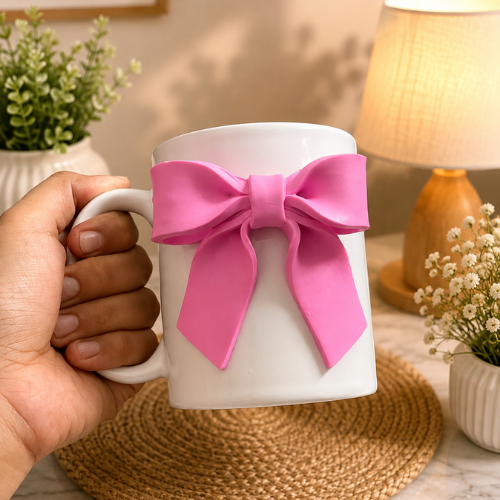 Ruban Rose – 3D Pink Bow Ceramic Mug