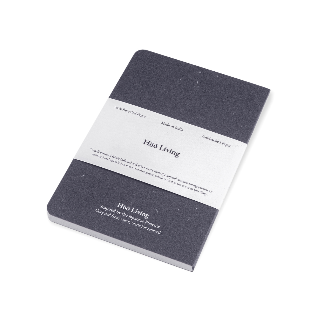 Hōō Living A5 Notebook 160 Pages made from Upcycled Used Sanitary Napkins - Paperboard/Upcycled Denim Paper Cover