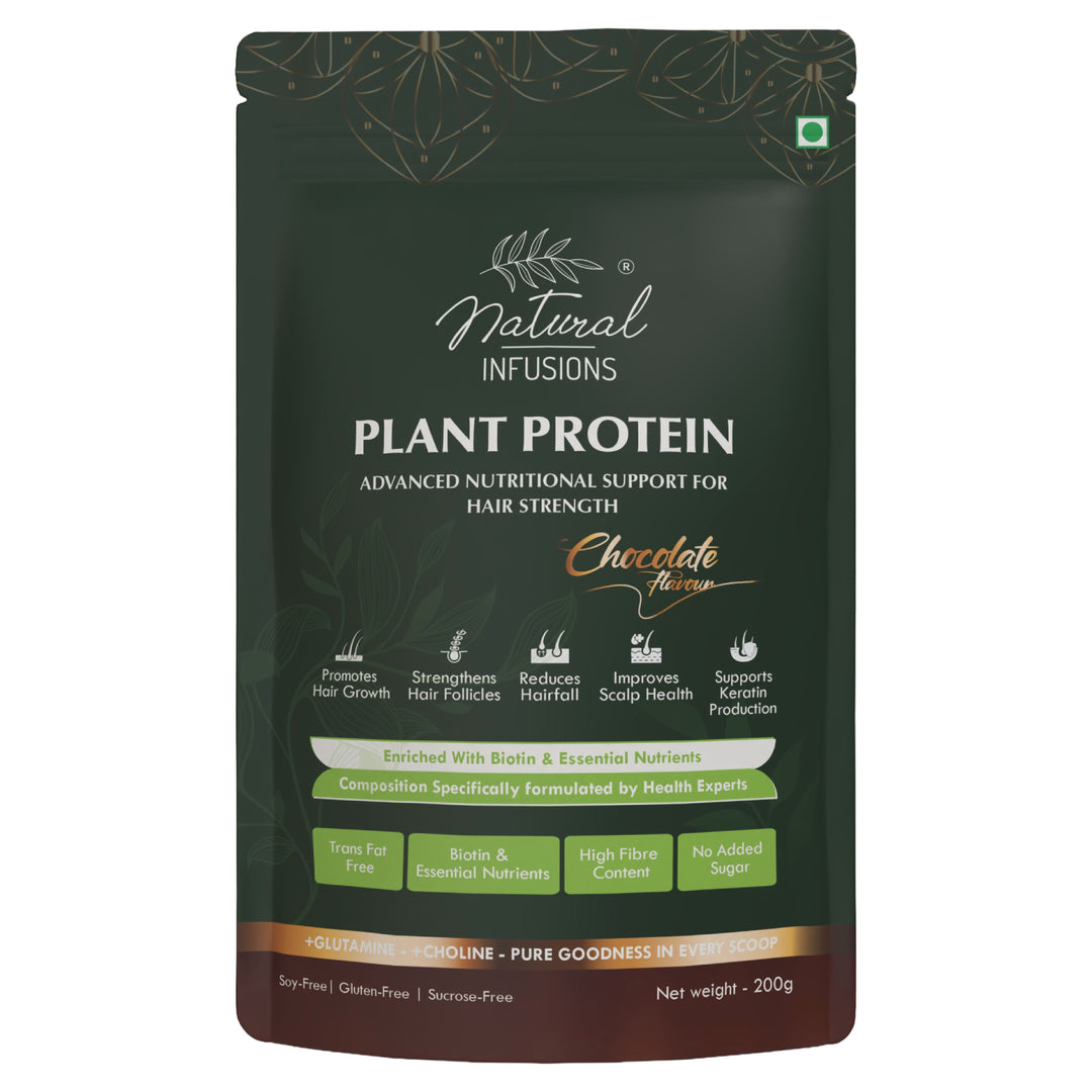 Natural Infusions Hair Growth Plant Protein Powder | Vegan, Soy-Free, Chocolate Flavour | 200g