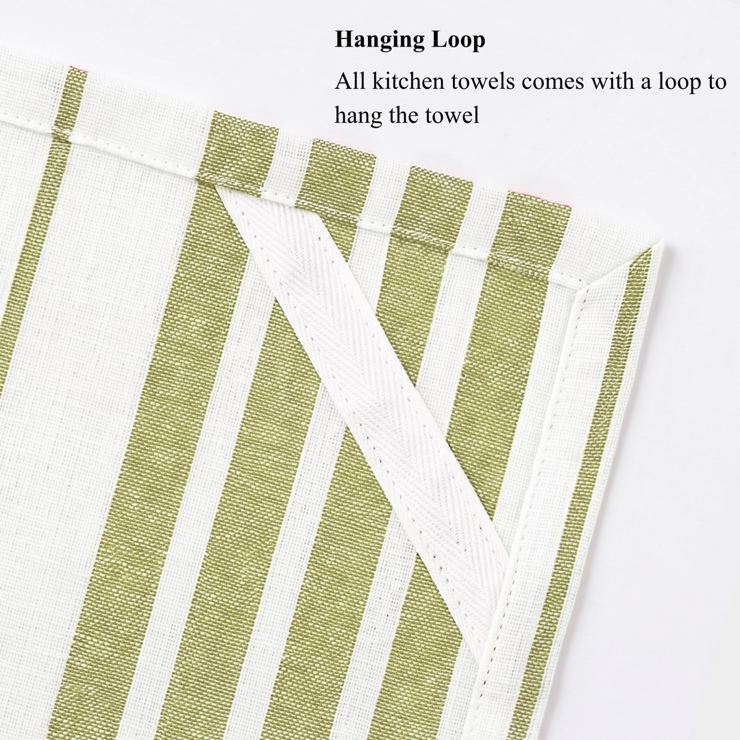 Striped & Checked Cotton Dish Towels ( Set of 3)
