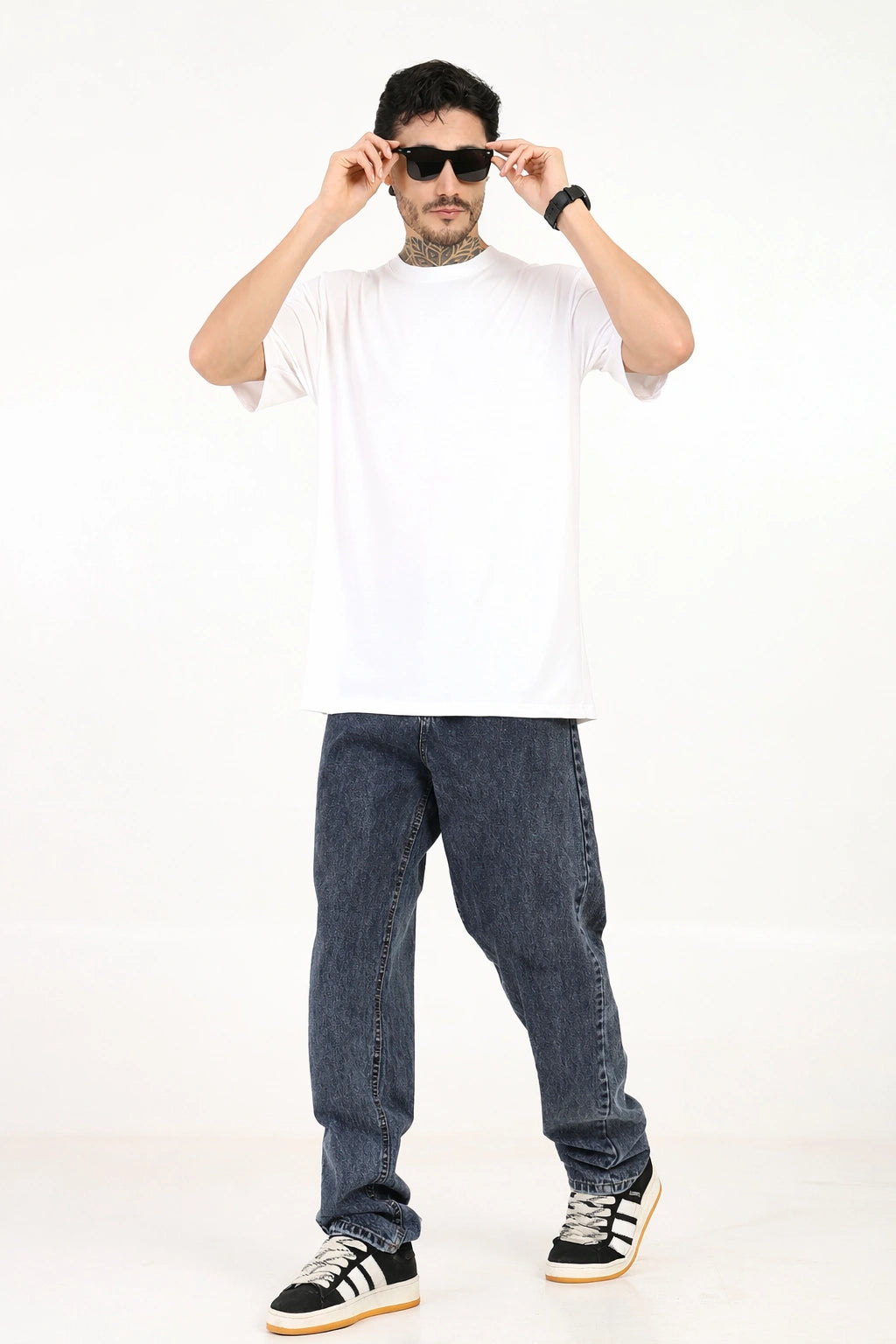 Men Oversized Bamboo Plain T-Shirt – Soft, Breathable & Sustainable Fit | White