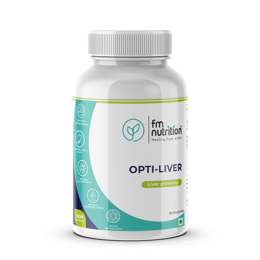 FM Nutrition Opti-Liver I Liver Support I Glutathione+ Dandelion + Milk Thistle + NAC+TMG+Lecithin I Constipation Relief I Bone Health I Vegan I 60 Capsules