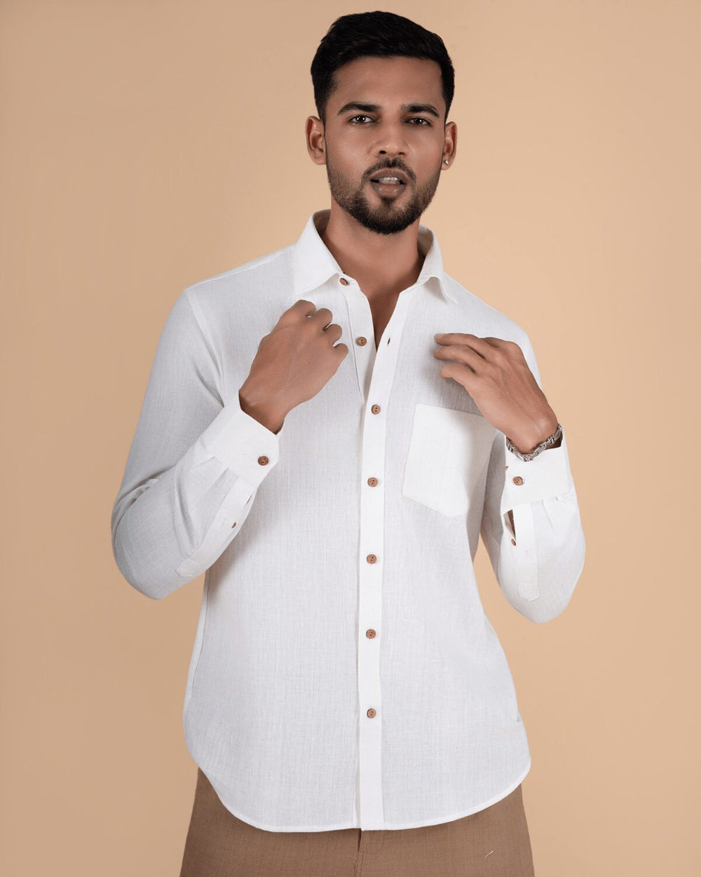 Feel Weaves - Elegant White Full Sleeve Shirt