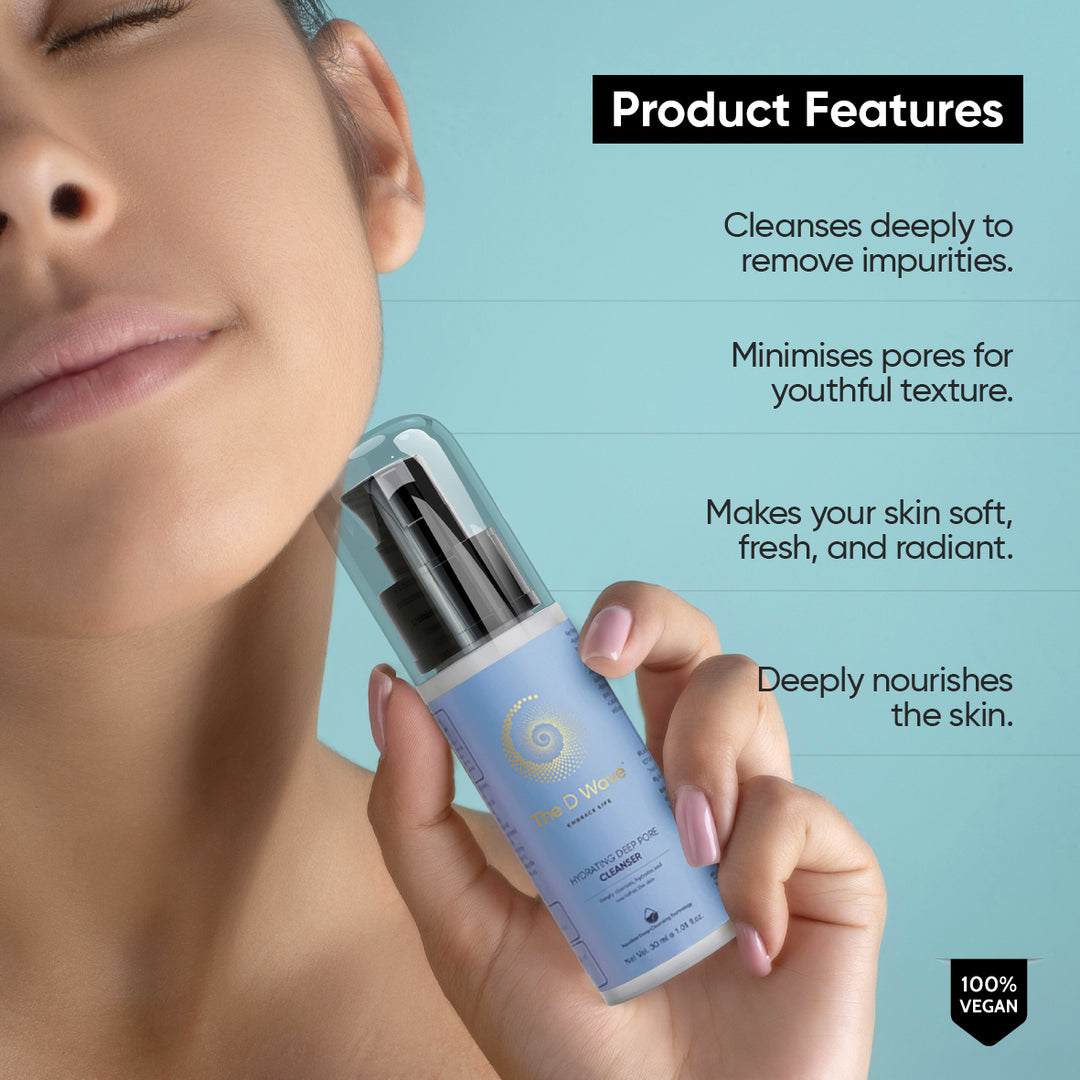 The D Wave Hydrating Deep Pore Cleanser - 30ML | Hydrating Face Cleanser | Minimizes Pores | Restoring natural complexion | Keeps the skin fresh & hydrated | Nourished and renewed skin