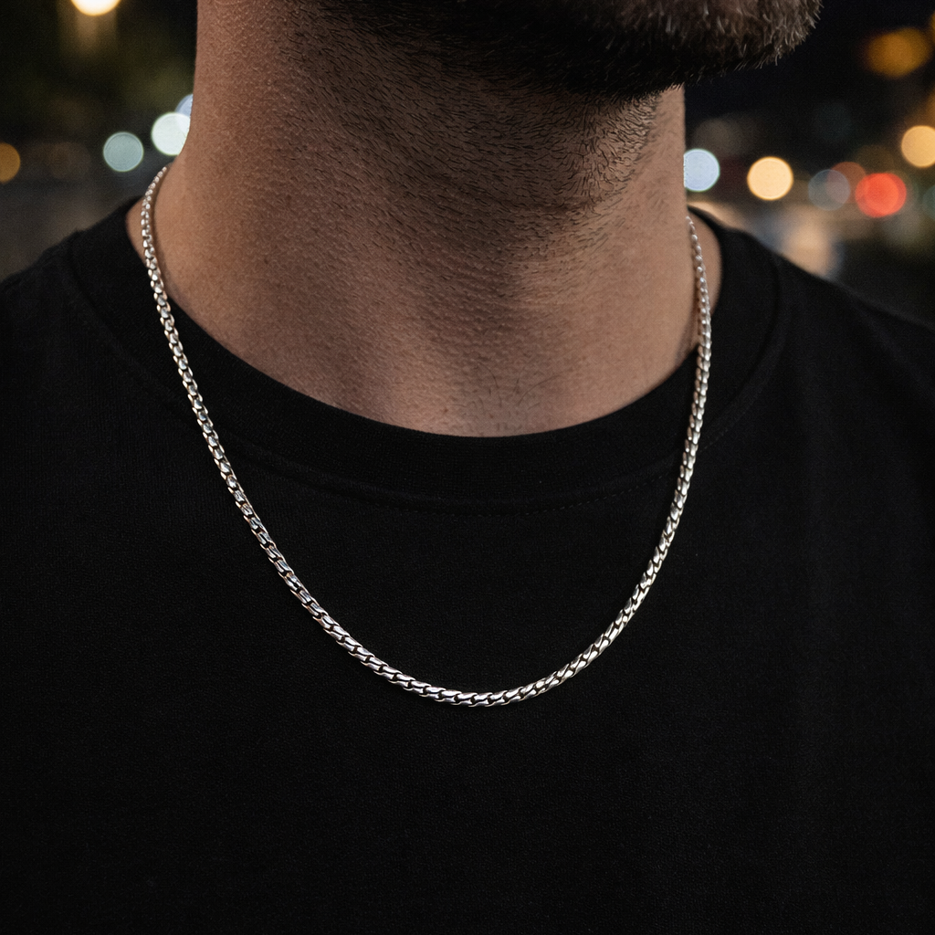 Braided chain in sterling silver