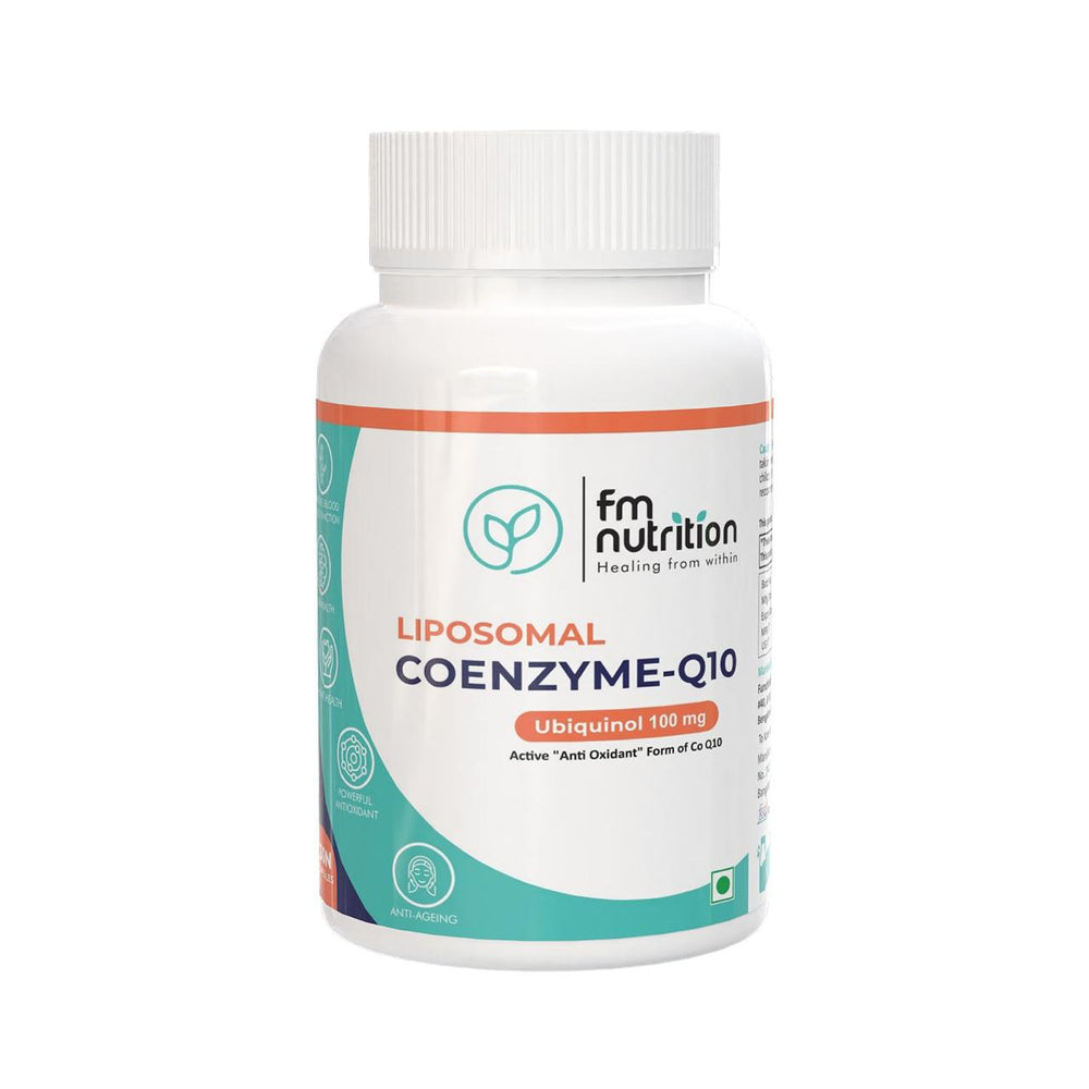 FM Nutrition Liposomal CoQ10 I Ubiquinol 100mg I Active form of CoQ10 I Antioxidant I Mitochondrial Support I Heart Health I Enhance Cognition I Anti-aging I 30 Soft gel Capsules