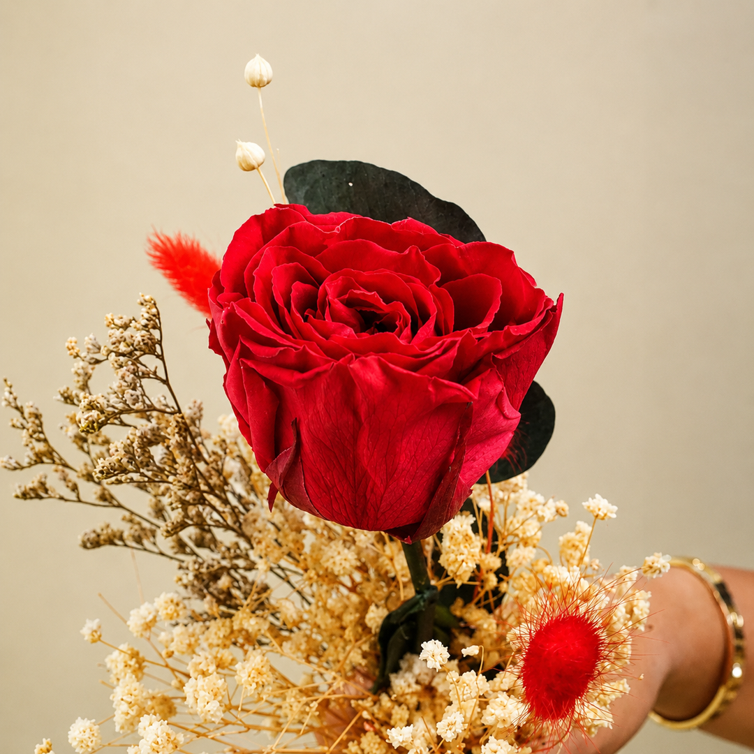 Ruby Romance Preserved Red Rose Bouquet | Dried Flower Gift Bouquet