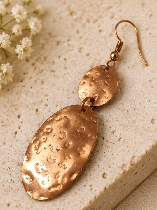 Bamboology Trends Hammered Copper Drop Earrings | Oval Design