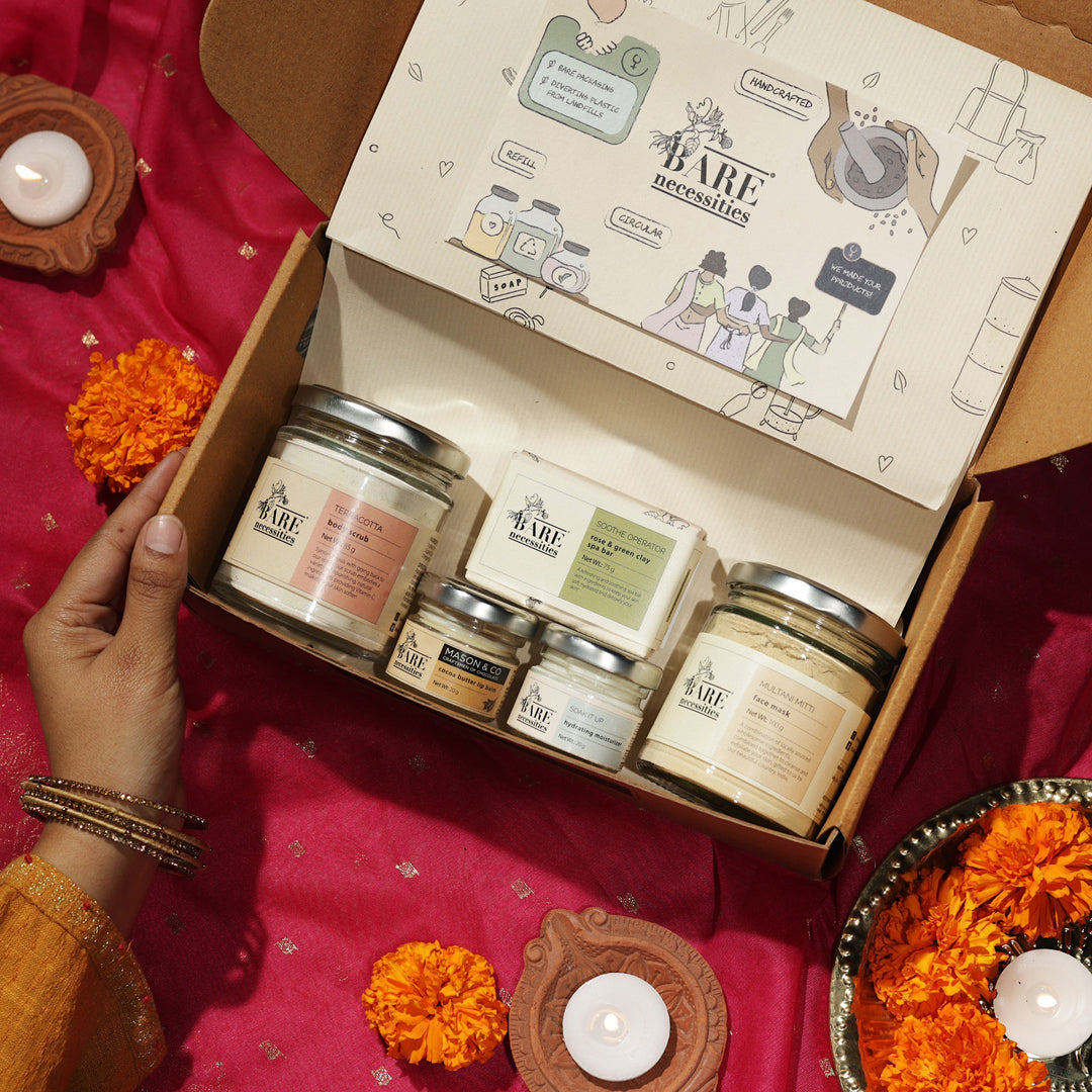 Bare Necessities Glow Naturally Skincare Gift Hamper | Handcrafted Luxury Diwali Gift Hamper | Premium Diwali Skin Care Kit