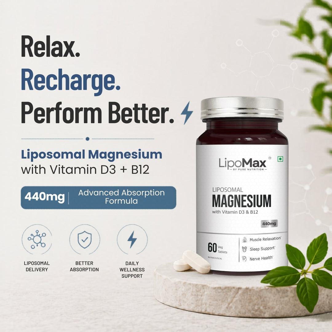 LipoMax Liposomal Magnesium 440mg with Vitamin D3 & B12 | Sleep & Relaxation