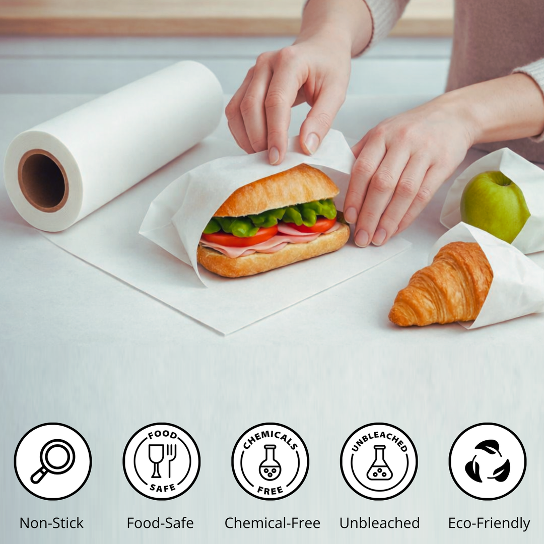 Imvelo OGR Wrapping n Baking Paper Roll 1 Kg - Non Stick, Oil Proof Butter Paper Roll, Food Safe, Chemical Free Parchment Paper for Air Fryer, Oven, Microwave & Baking Cake, Baking Essentials - 1 Roll