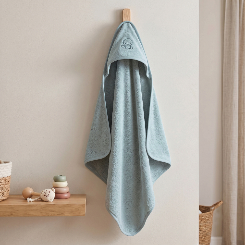 Country Village Baby Hooded Towel -Bunny Embroidered