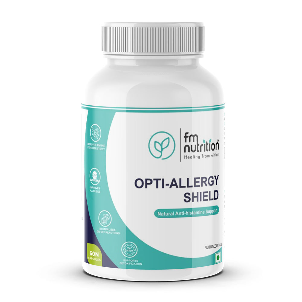 FM Nutrition Opti-Allergy Shield I Natural Anti-Histamine Complex I Quercetin with Bromelain and plant derivatives I Vegan I Non-GMO I 60 Veg Capsules