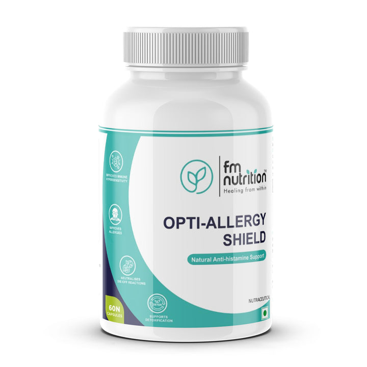 FM Nutrition Opti-Allergy Shield I Natural Anti-Histamine Complex I Quercetin with Bromelain and plant derivatives I Vegan I Non-GMO I 60 Veg Capsules