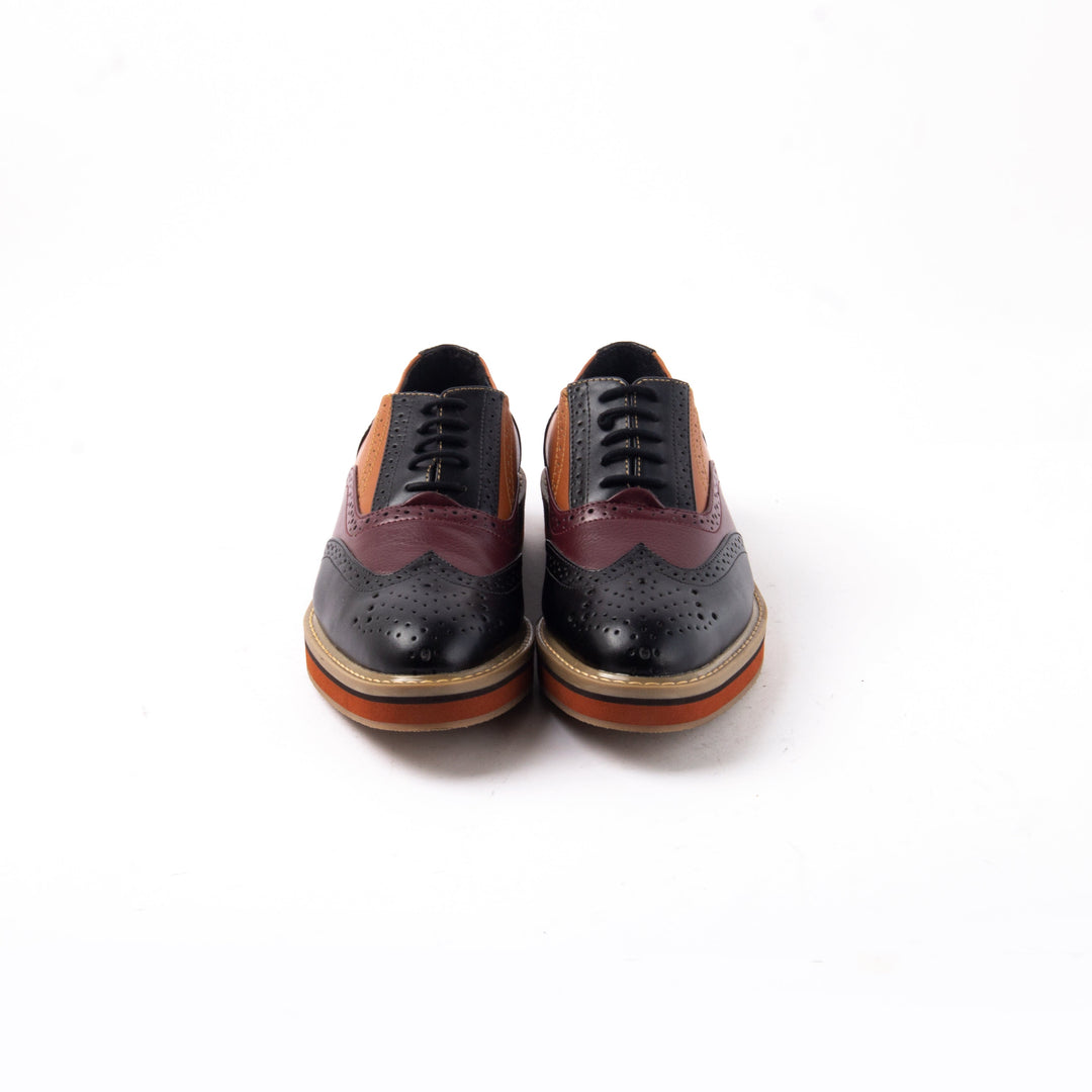 Monkstory Beverly Tricolour Brogues - Black