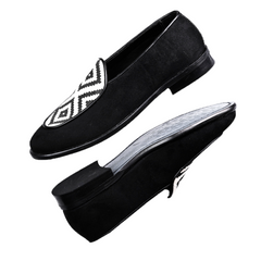 Monkstory Raro Contemporary Print Smart Casual Slip-Ons - Black/White