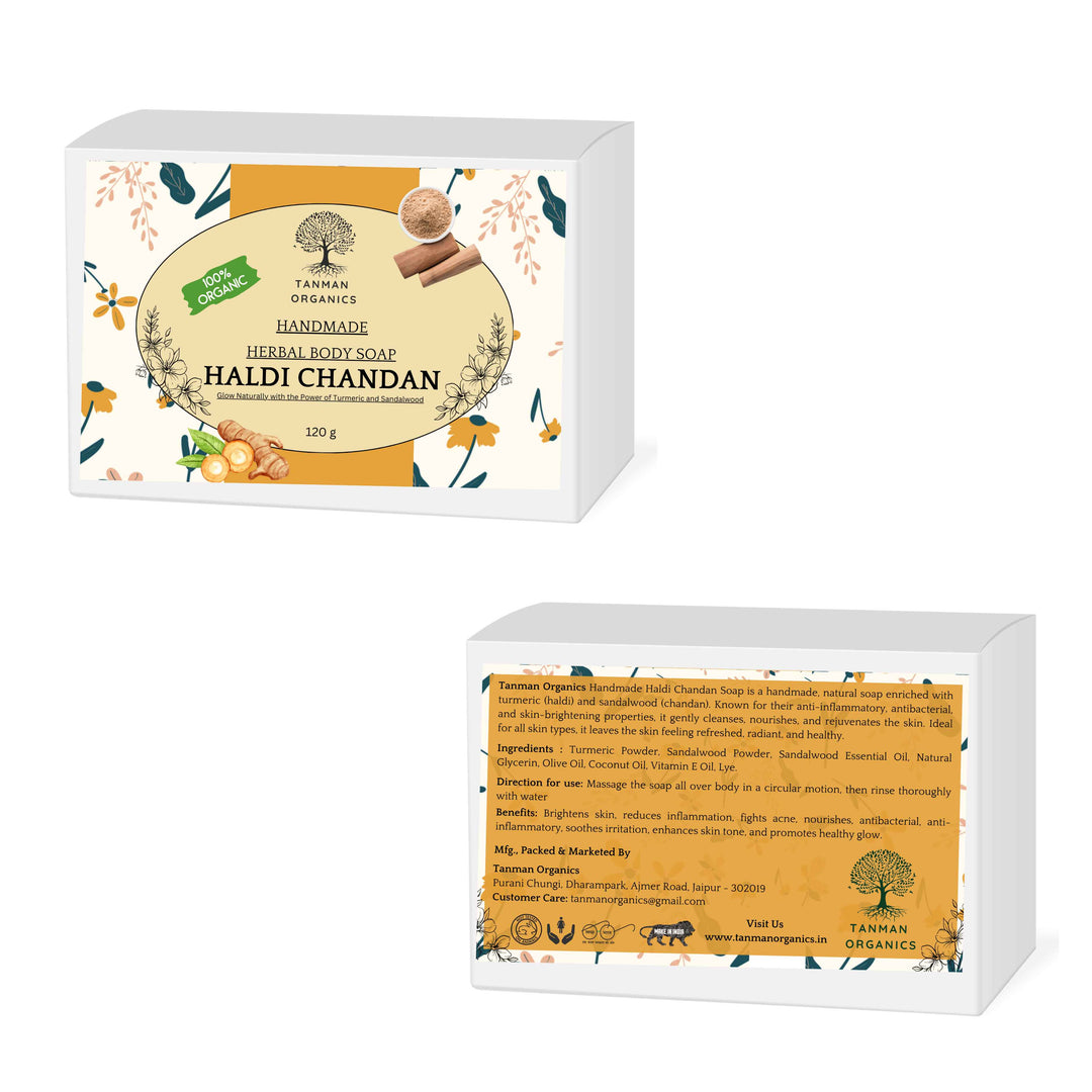 Tanman Organics Handmade Haldi Chandan Soap for Bath - 120g