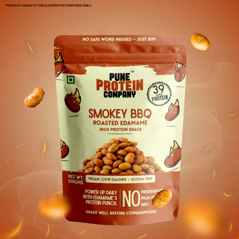 Pune Protein Company Smokey BBQ Roasted Edamame | 39g Protein