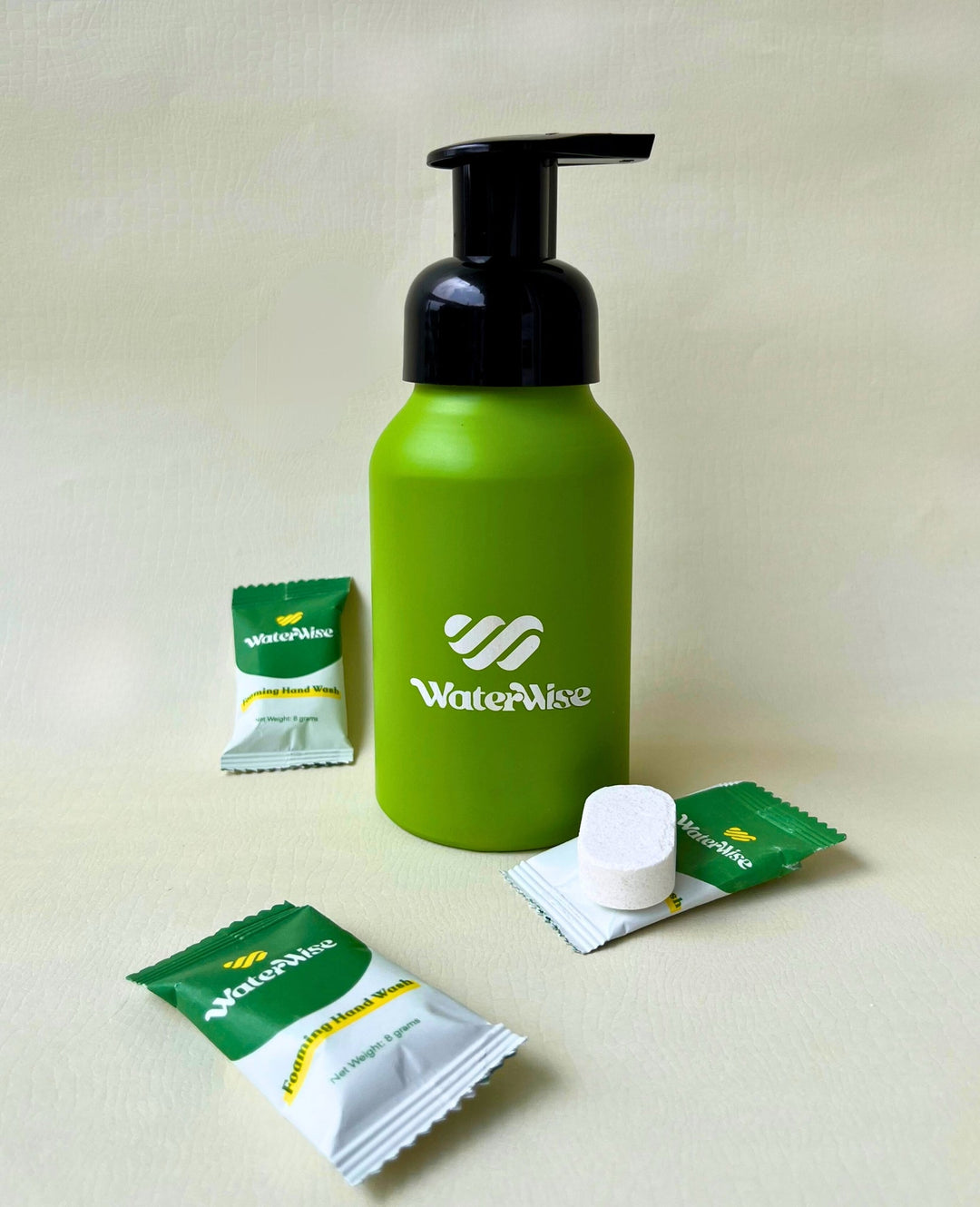 WaterWise Foaming Hand Wash Starter Kit (Single) - 1 x Aluminium Foam Dispenser, 3 x Hand Wash Tablets | 1 Tablet = 250 ml Foaming Hand Wash | Plastic-Free |