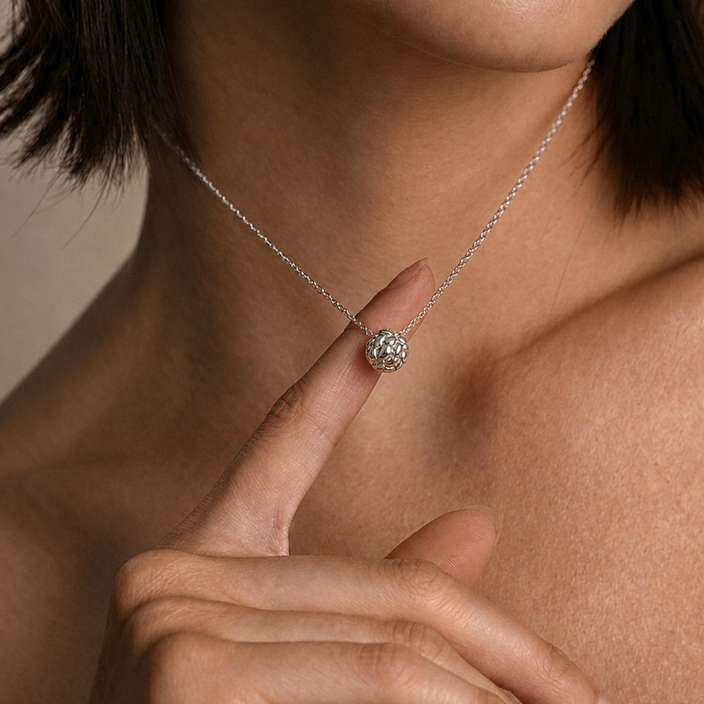 Minimal Dragon Scale Pendant in 925 Sterling Silver | Everyday Silver Necklace for Women