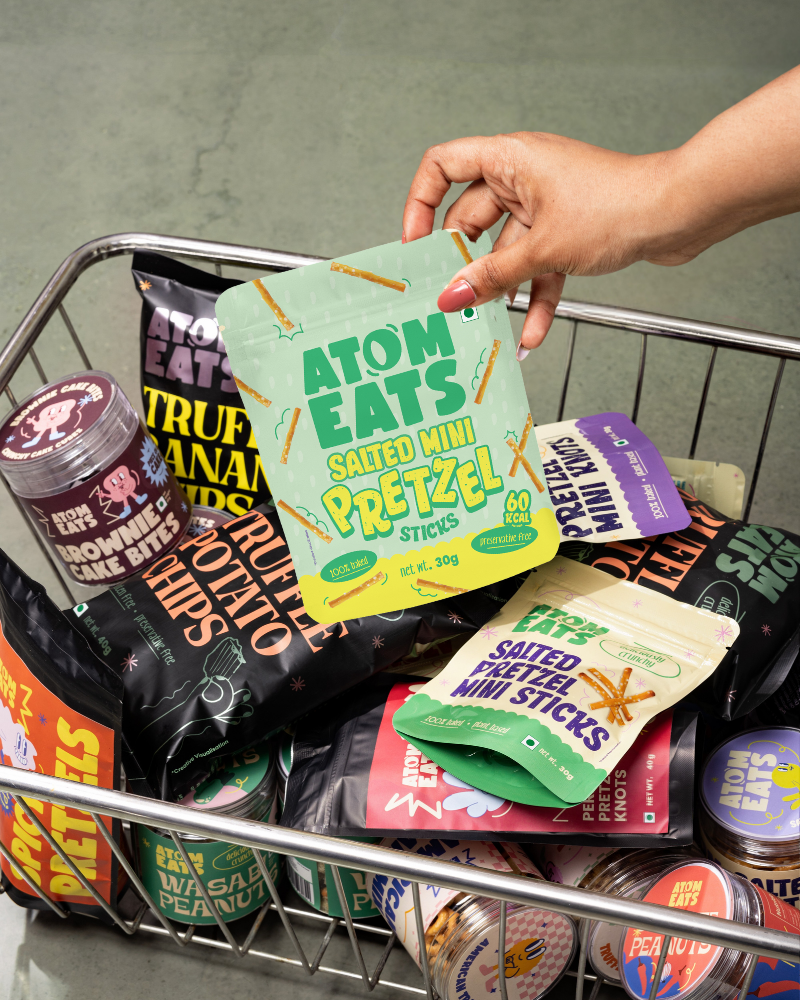 Atom Eats Salted Pretzel Mini Sticks | (30g X 2)  Pack by Atom Eats