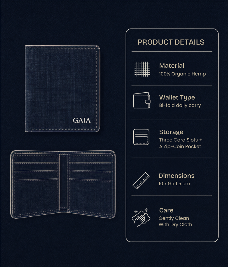 The Label GAIA Minimalist Organic Hemp Men’s Wallet