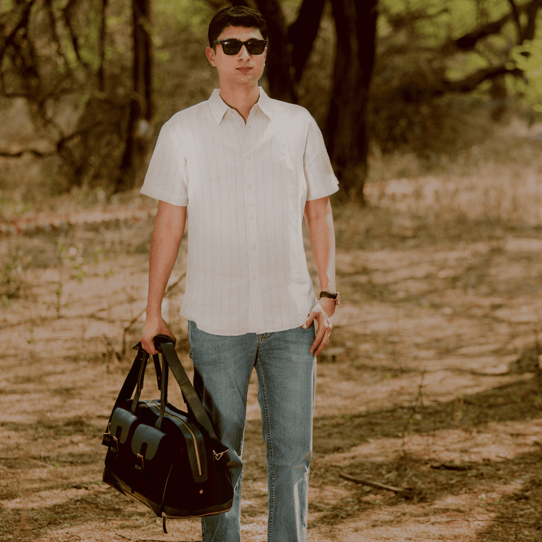 Green Hermitage Ajax Vegan Leather Duffle Bag - Black