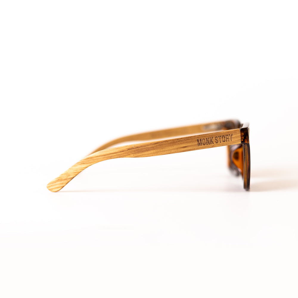 Monkstory MonkStory Woody Wood+Acetate Unisex Sunglasses - Brown Lens