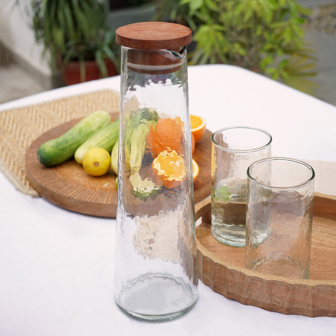 Muun Home Hammered Glass Carafe