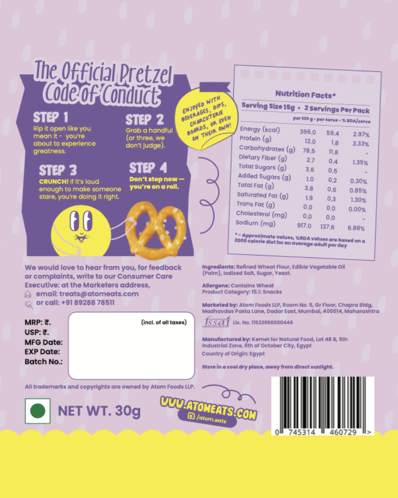 Atom Eats Salted Pretzel Mini Knots | (30g X 2) Pack by Atom Eats