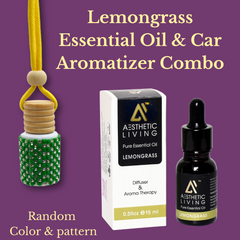 Aesthetic Living Car Aromatizer Diffuser Bottle with Essential Oil(Studded bottle -12ml + Essential oil-15ml)