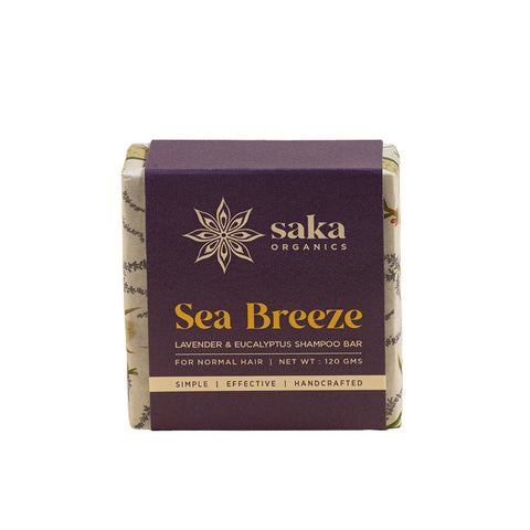 Saka Organics - Sea Breeze | Handmade Lavender and Eucalyptus Shampoo Bar | Natural Hair Care for Normal Hair - 120gm