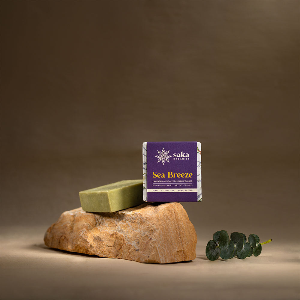 Saka Organics - Sea Breeze | Handmade Lavender and Eucalyptus Shampoo Bar | Natural Hair Care for Normal Hair - 120gm