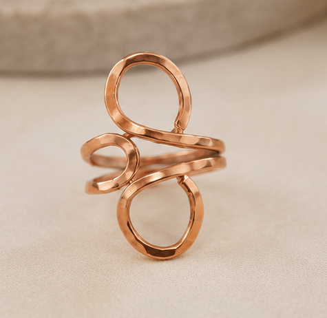Bamboology Trends Handmade Adjustable Pure Copper Abstract Loop Ring for Women | Artisan Wellness Jewellery