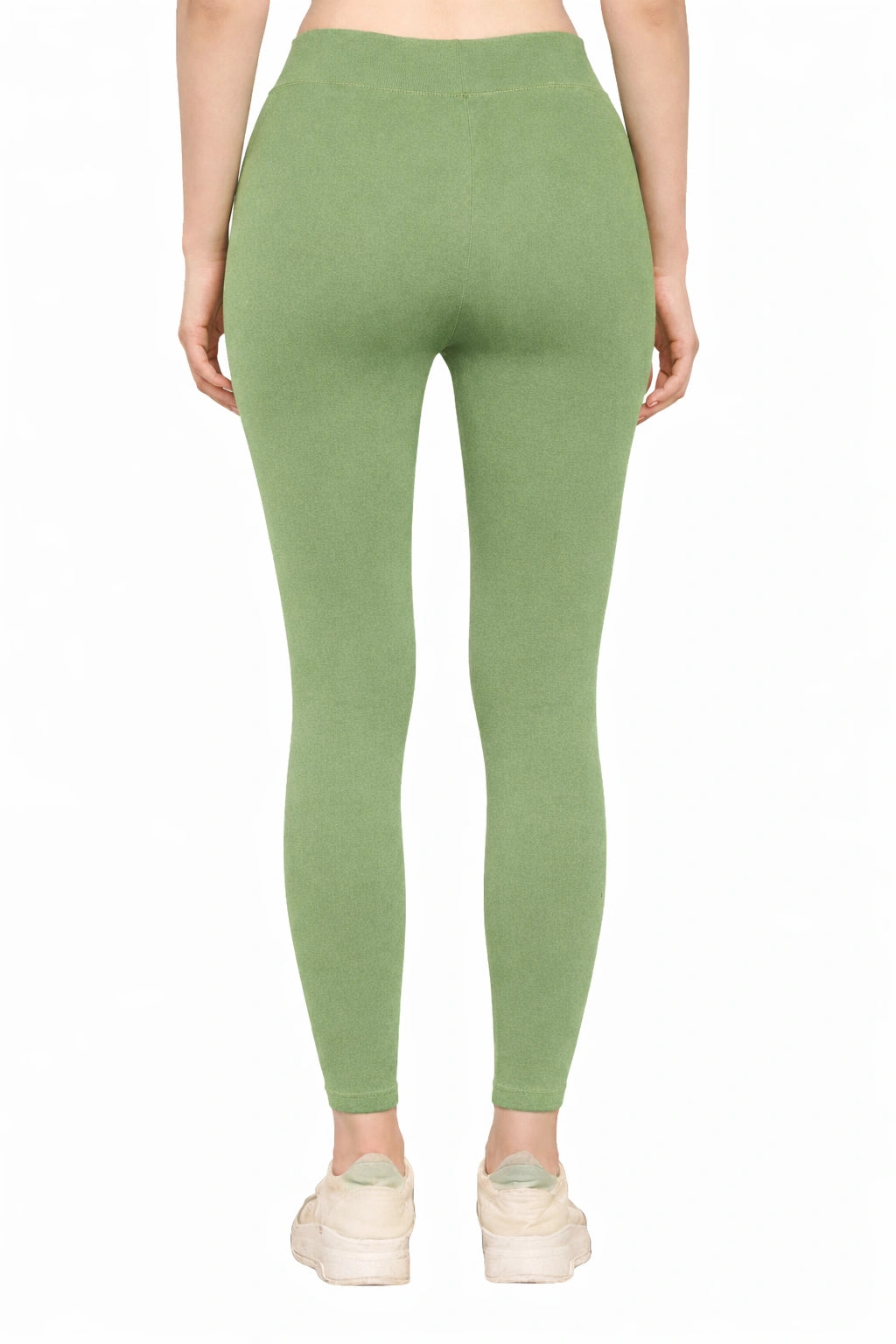 Green Yoga Pants High Waist Cotton Fabric Stretchable Gym Tights | Pack Of 1