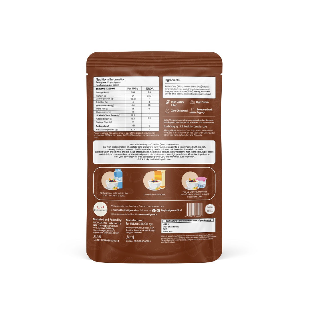 Chocolate Protein Oats with Super Seeds- Pack of 7 x 50gms(350gms)