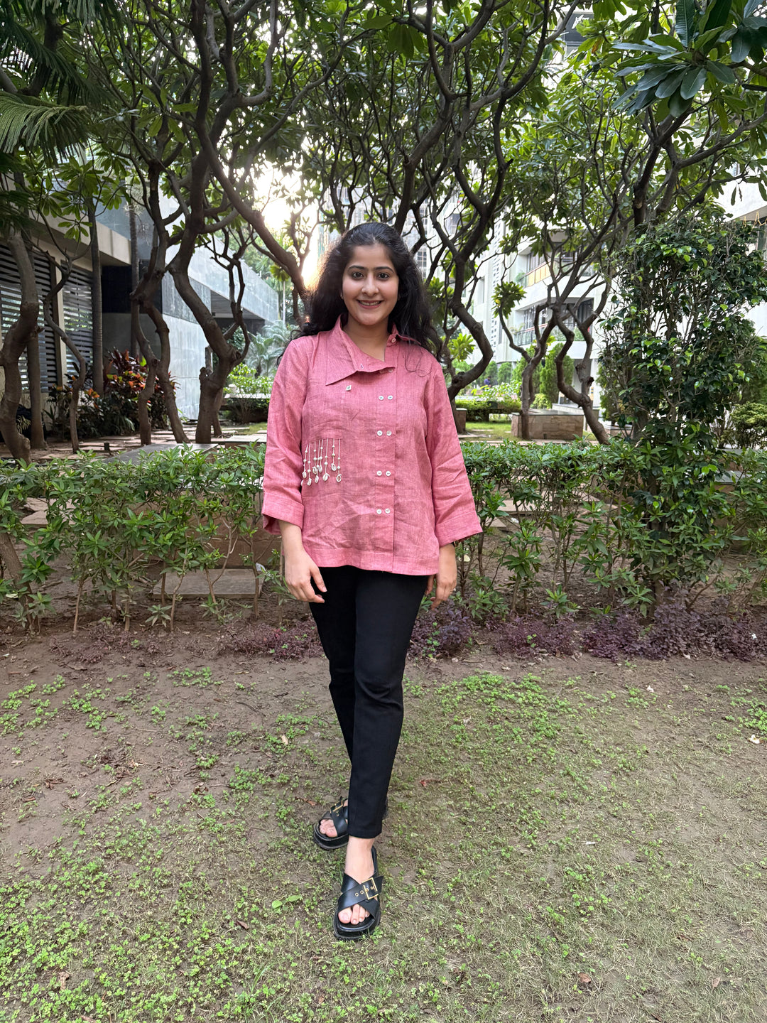Pink Pearl Linen Shirt