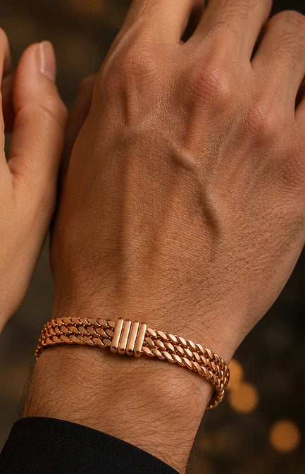 three-Rope Copper Kada for Men & Women – Ayurvedic Copper Bracelet