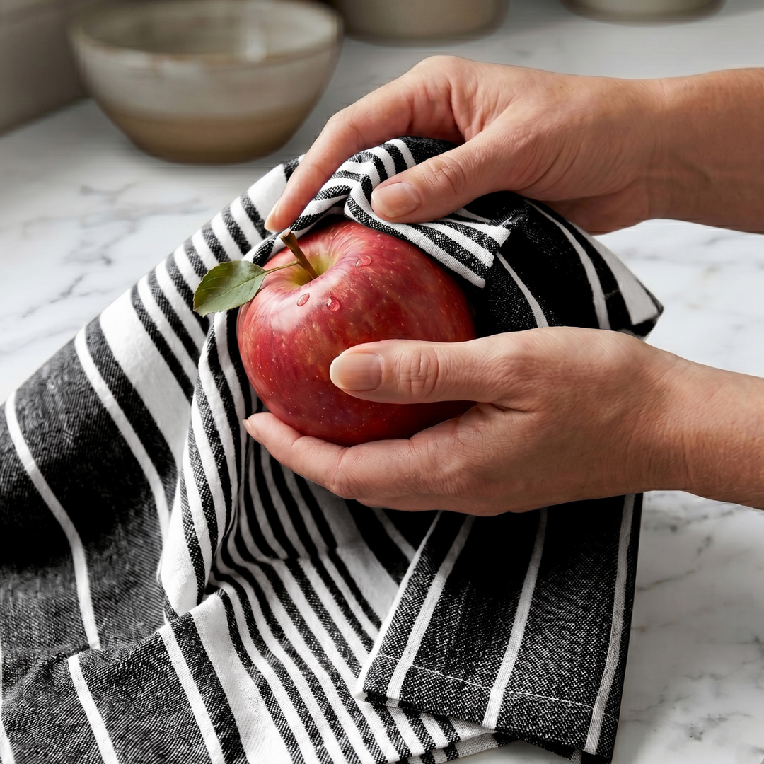 Striped & Checked Cotton Dish Towels ( Set of 3)