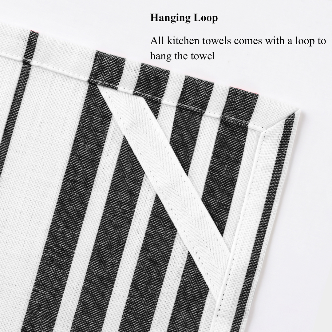 Striped & Checked Cotton Dish Towels ( Set of 3)
