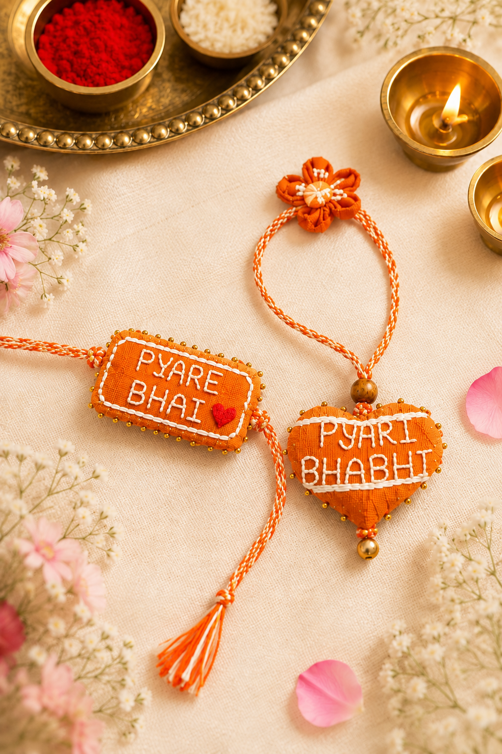Knotted with Love Collection | Handmade Bhai Bhabhi Rakhi & Lumba Set