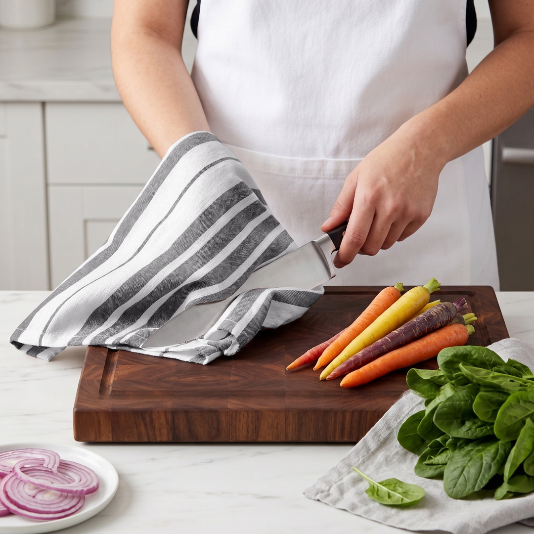 Striped & Checked Cotton Dish Towels ( Set of 3)