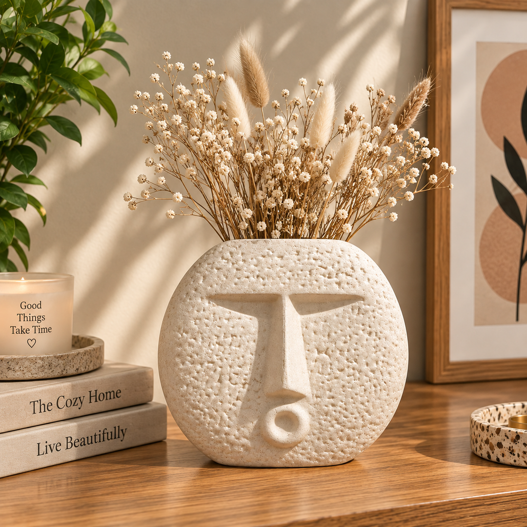 Visage Minimal – Abstract Face Ceramic Vase