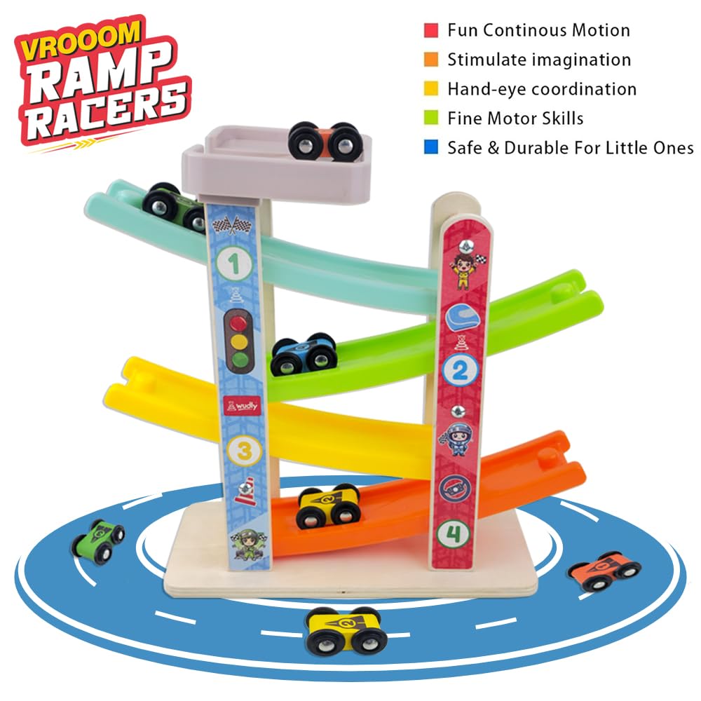 Wudly Wooden Car Ramp Racer