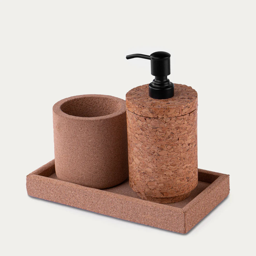 The Bamboo Bae Cork Bathroom Set | Cork Bathroom Set | Set of 3