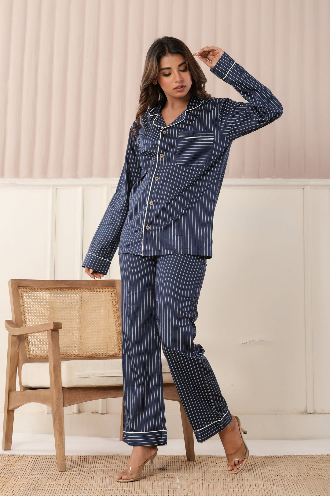 Paizlie Midnight Blue Stripes Loungewear | 100% Organic Cotton | Unisex