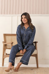 Paizlie Midnight Blue Stripes Loungewear | 100% Organic Cotton | Unisex