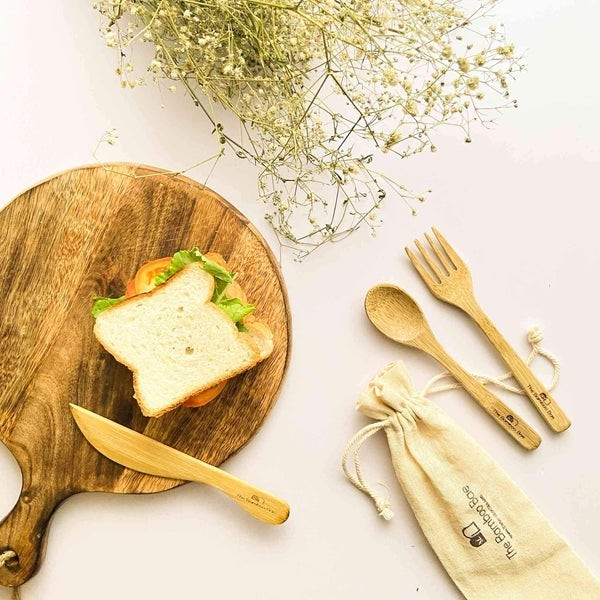 Bamboo Cutlery | Eco Friendly Travel Cutlery | Handcrafted Cutlery Spoon Fork Knife Bamboo Straw